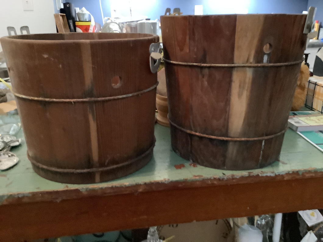 Vintage wooden ice cream bucket