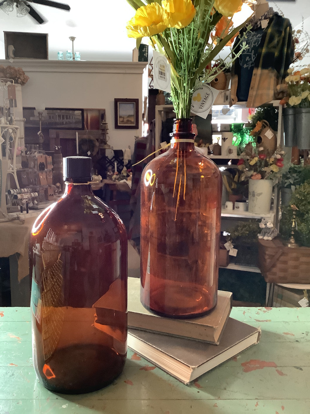 Amber glass bottles