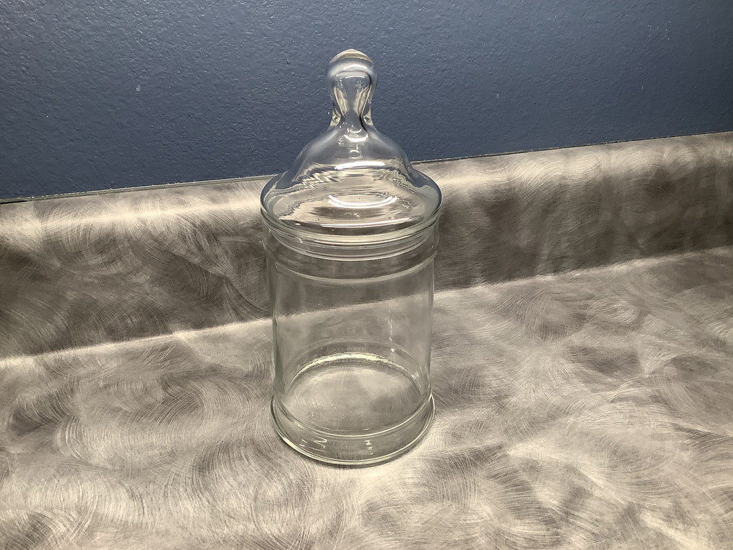 Lidded glass apothecary jar