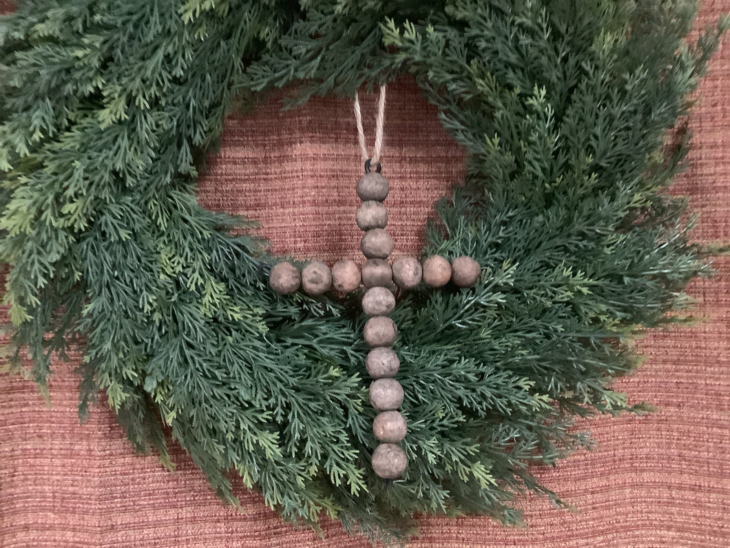 Wooden Hanging Cross Ornament