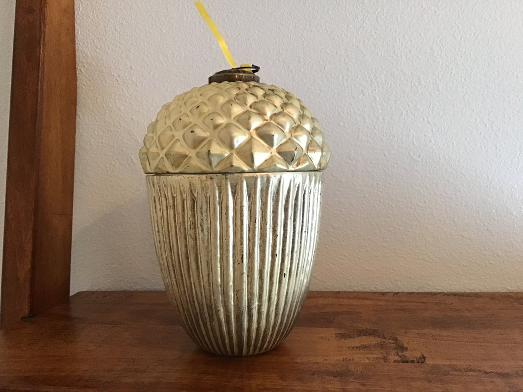 Mercury glass acorn candle with lid