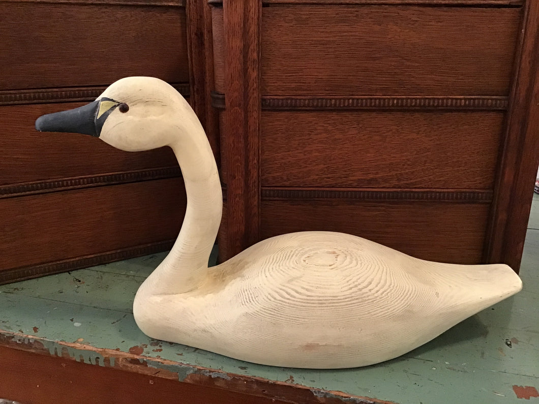Carved wood swan