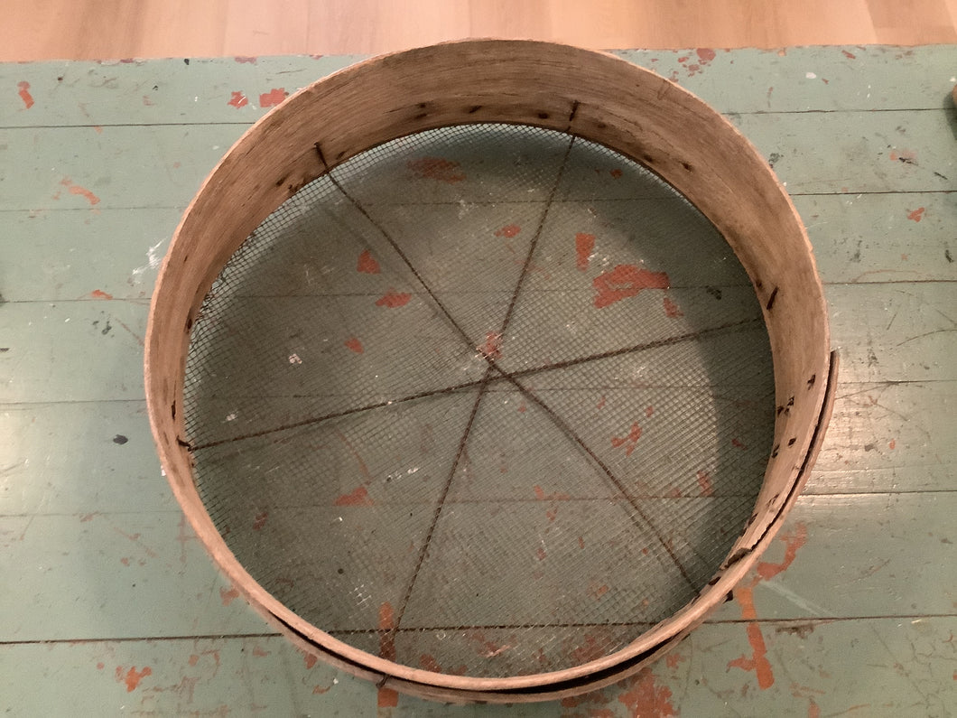 Antique wooden grain sifter