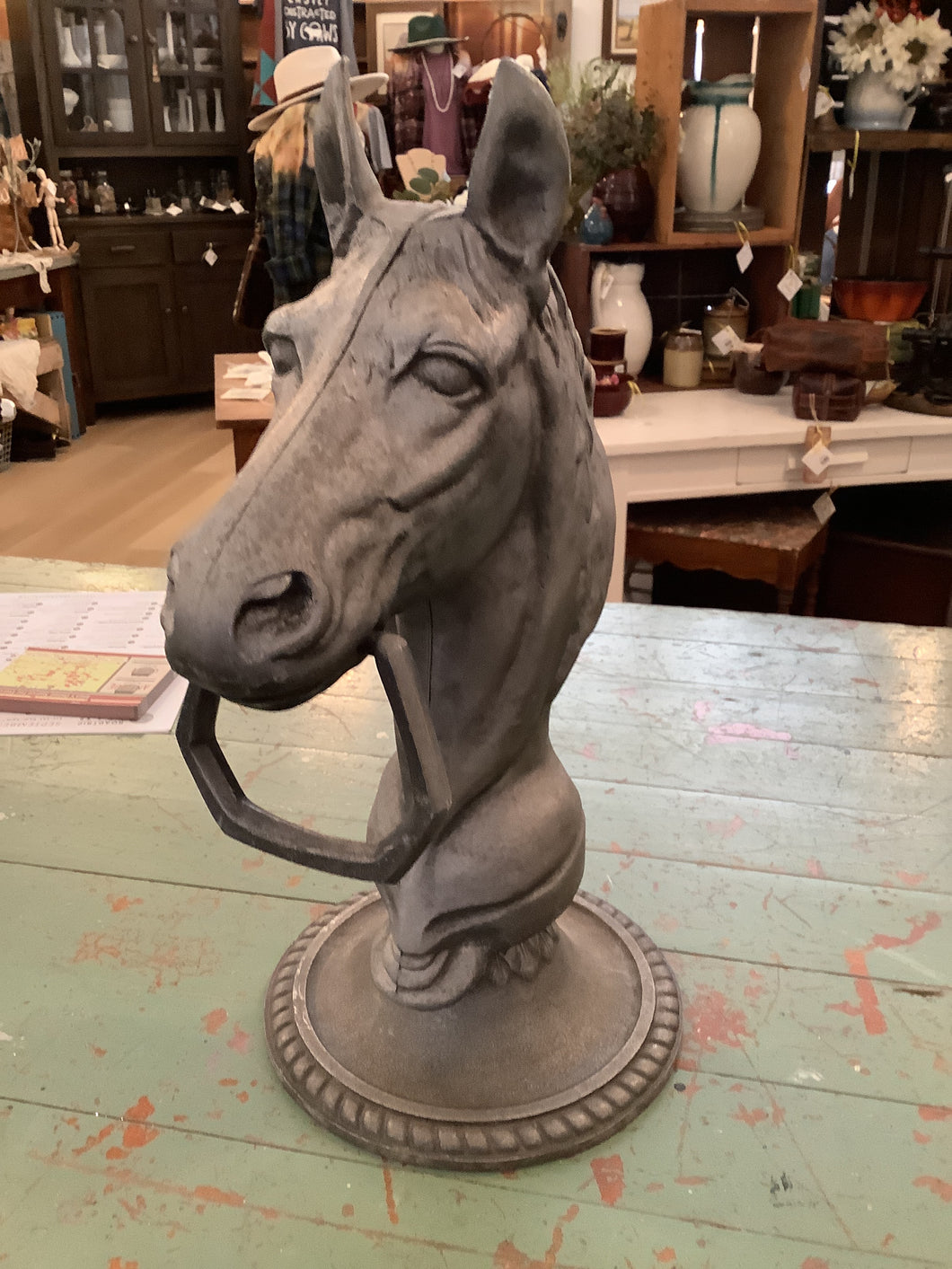 Vintage Metal Horse Bust Statue