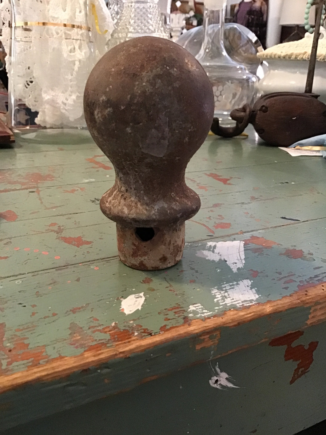 Iron fence post finial