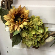 Load image into Gallery viewer, Sunflower wreath in frame
