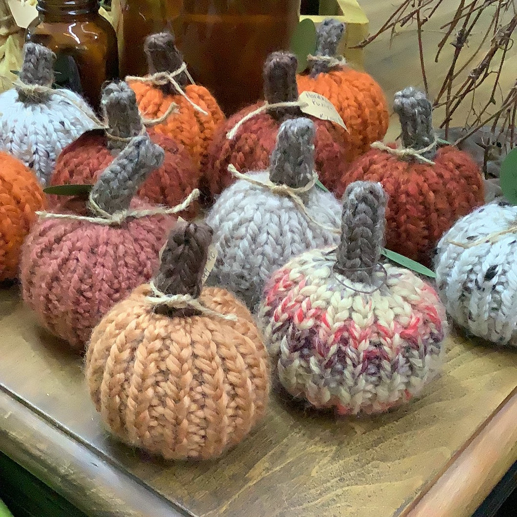 Hand knit pumpkins