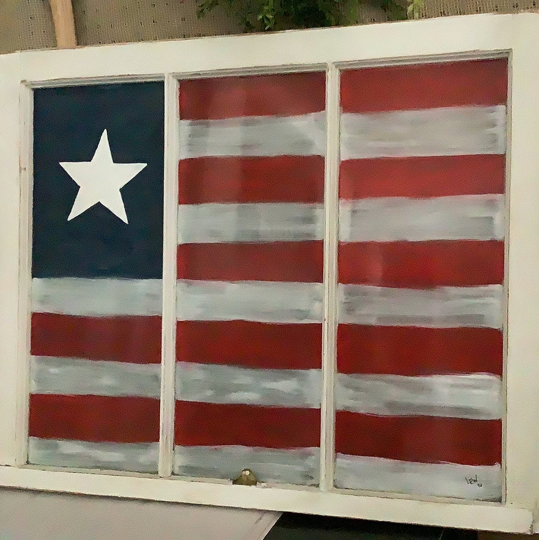 Hand painted flag window